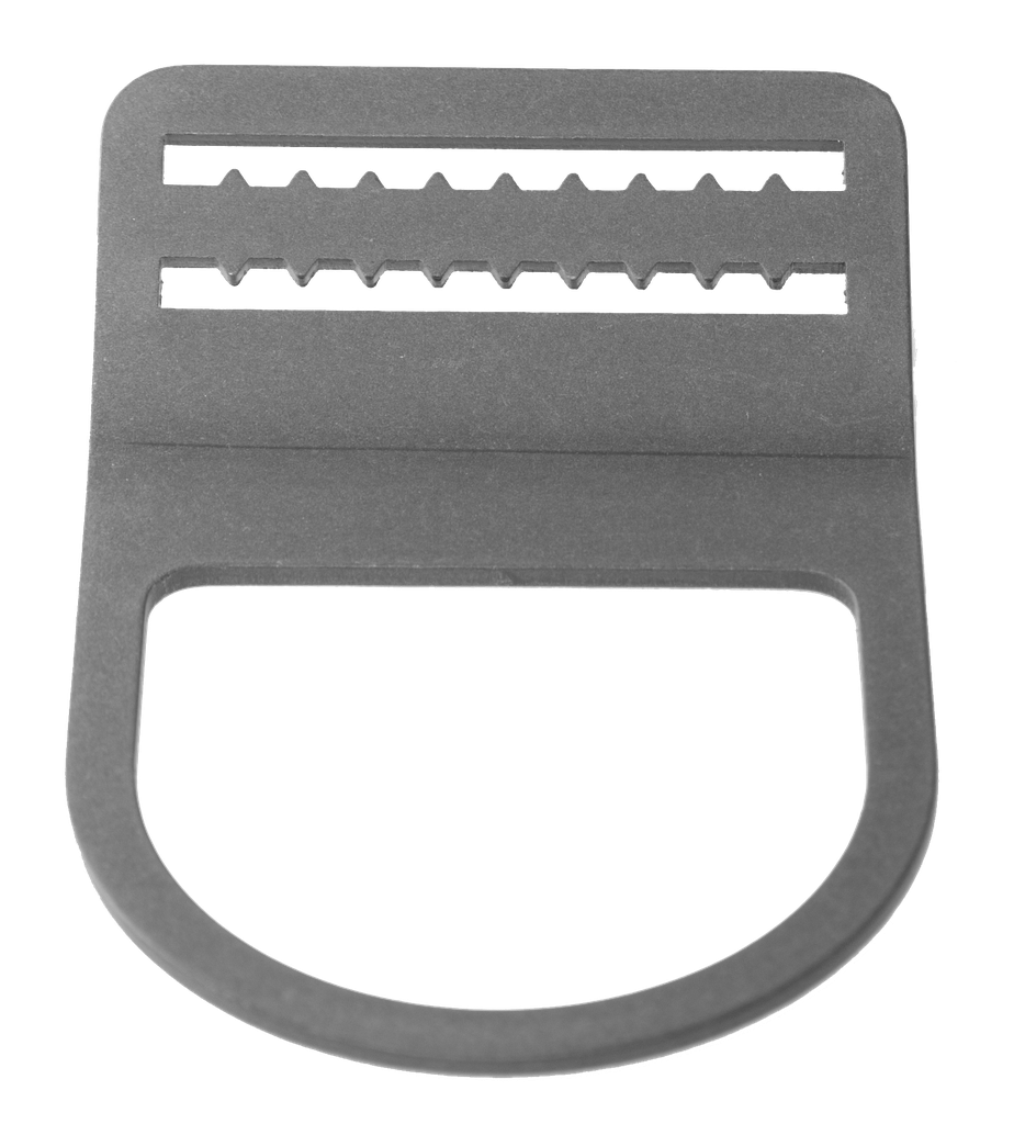 Buckle with teeth 95*60 bent 30°, Aluminium