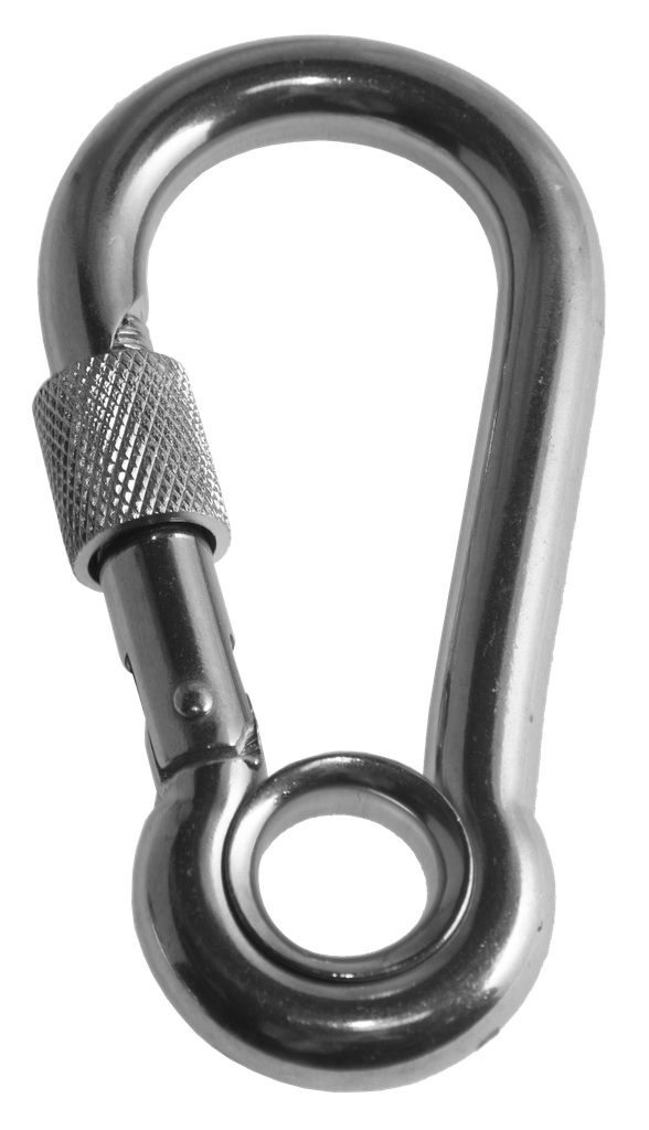 [SNAP00130] Stainless steel carabiner with eye and safety screw, 50 mm