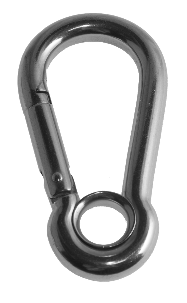 Stainless steel carabiner with eye, 140 mm