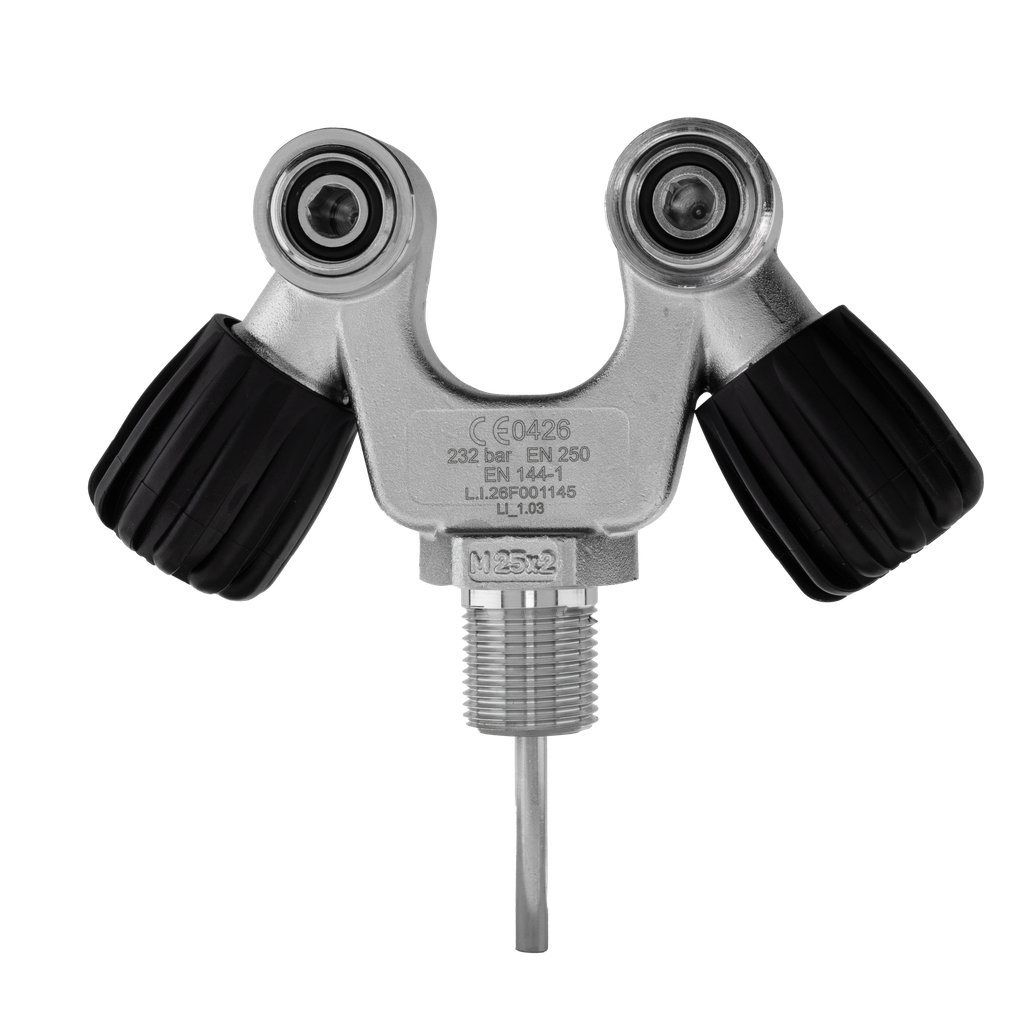 Robinet double V, 232 Bar, M25x2, G5/8