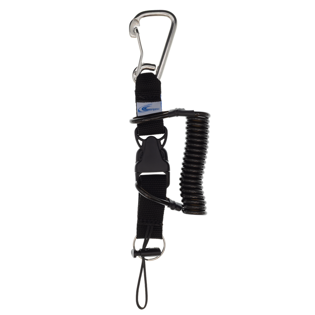 Mousqueton tire bouchon, spirale en inox, 1 mousqueton Asymétrique 80 mm + Anneau brisé inox 30 mm
