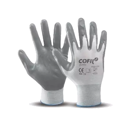 Grey nitrile gloves