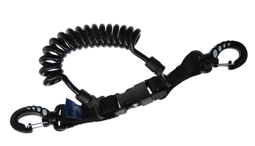 [ACCE00025-TWIN] Mousqueton tire bouchon (spirale) avec 2 mousquetons plastique